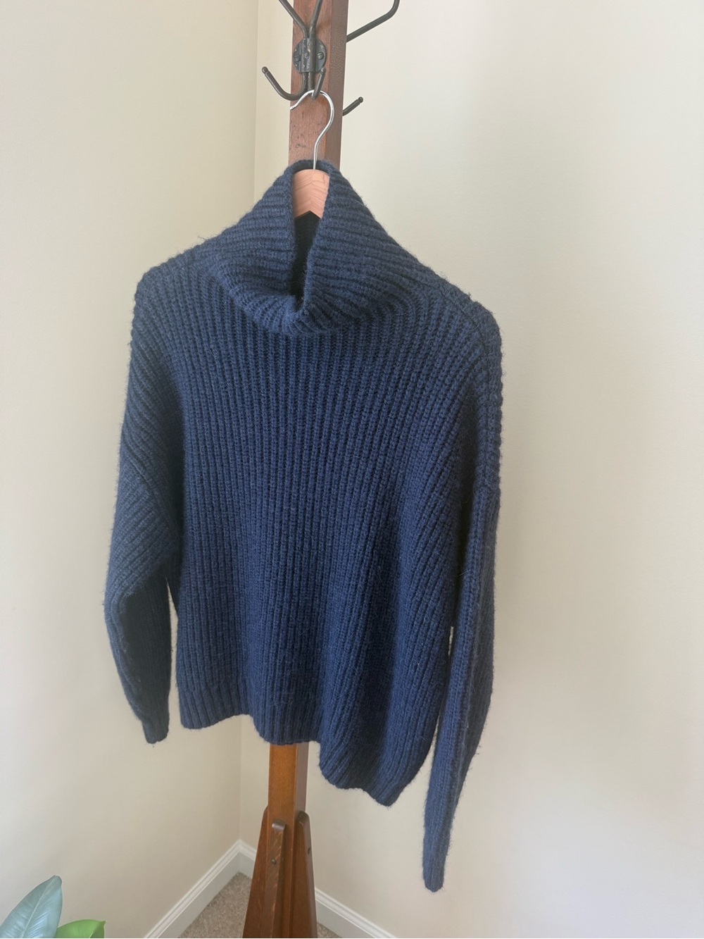 Anine Bing Navy Ribbed Turtleneck Sweater